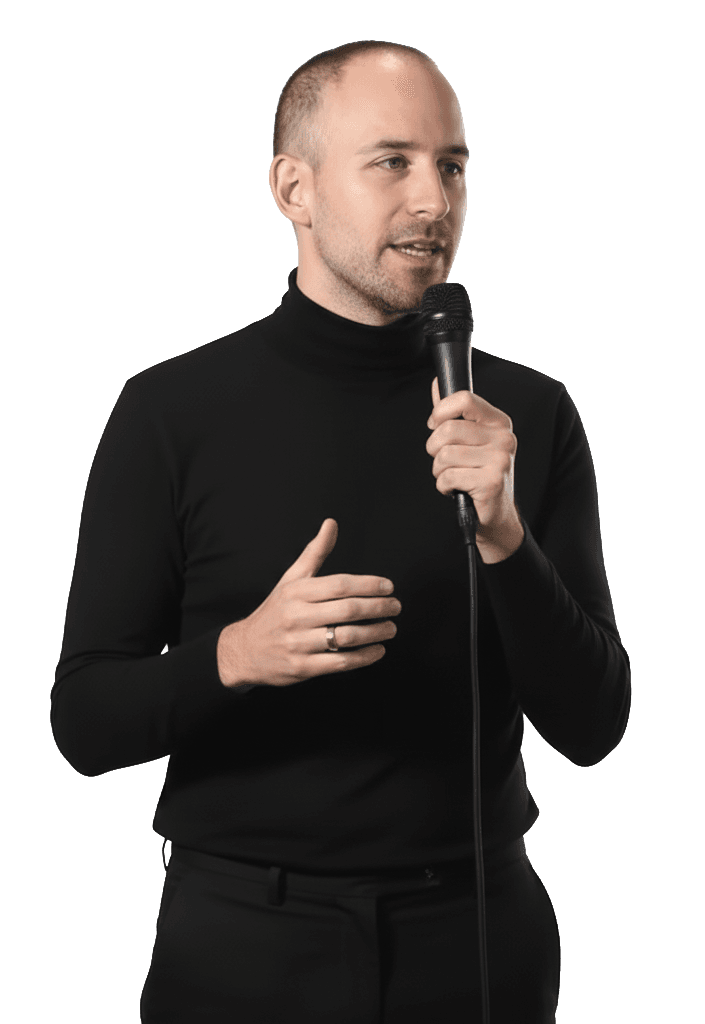 James Gerrard, easyWealth founder, speaking with a microphone